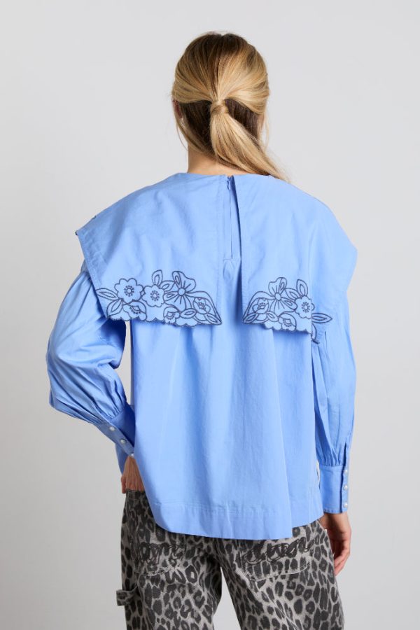 candy embroidered collar blouse - blue - Image 5