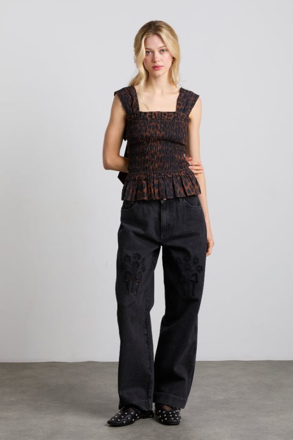 tish shirred cami - dark leopard - Image 2