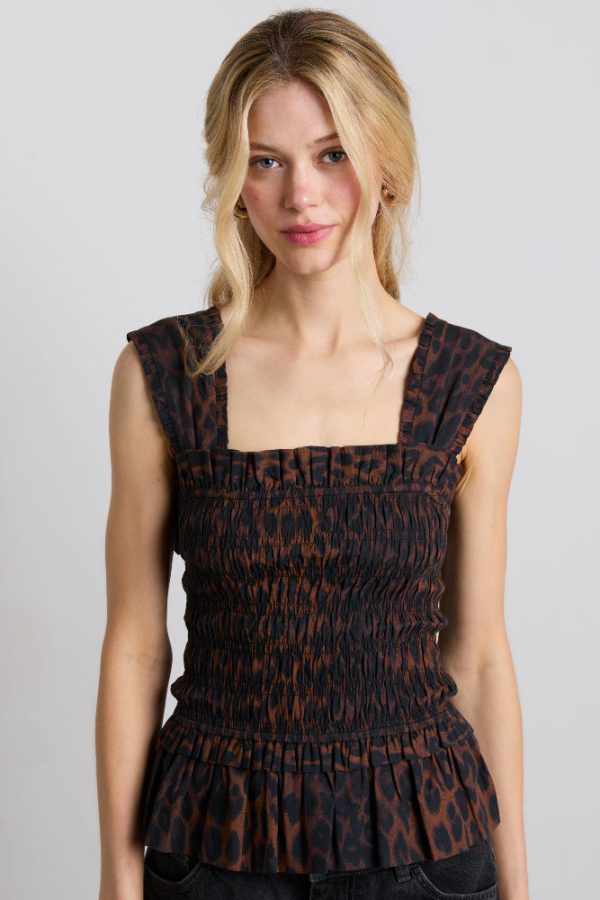 tish shirred cami - dark leopard - Image 4