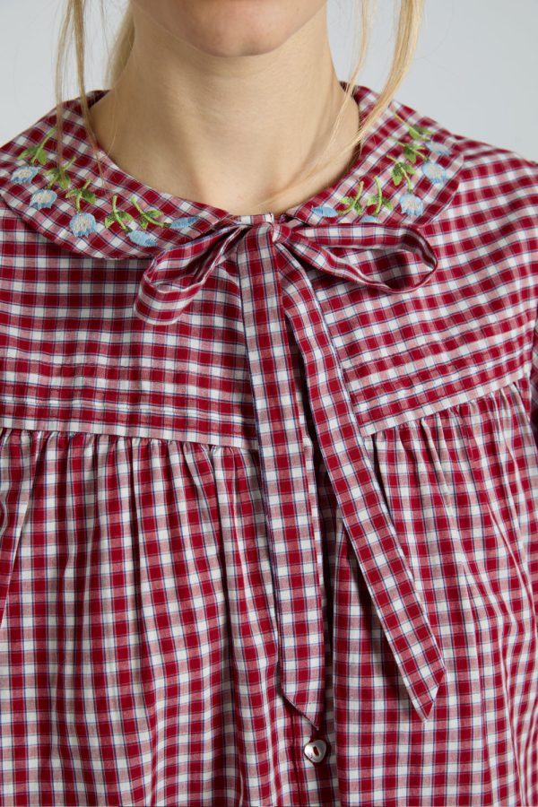 mila blouse - cherry gingham - Image 2