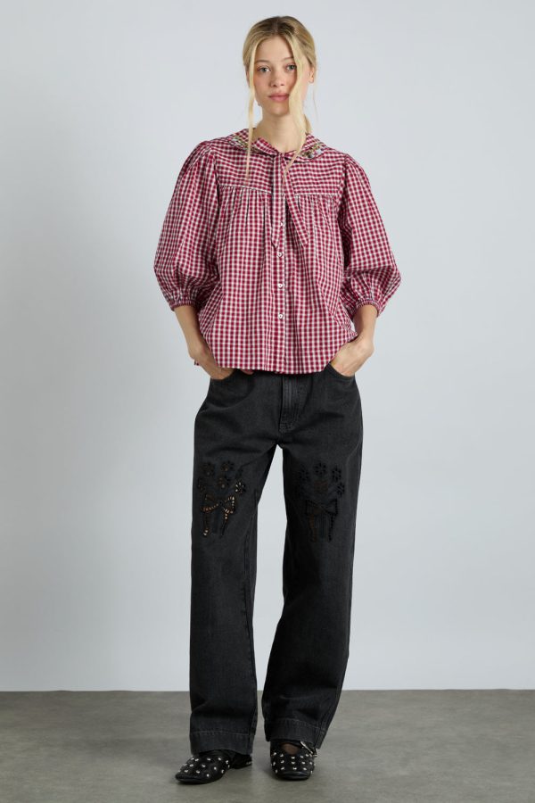 mila blouse - cherry gingham - Image 3