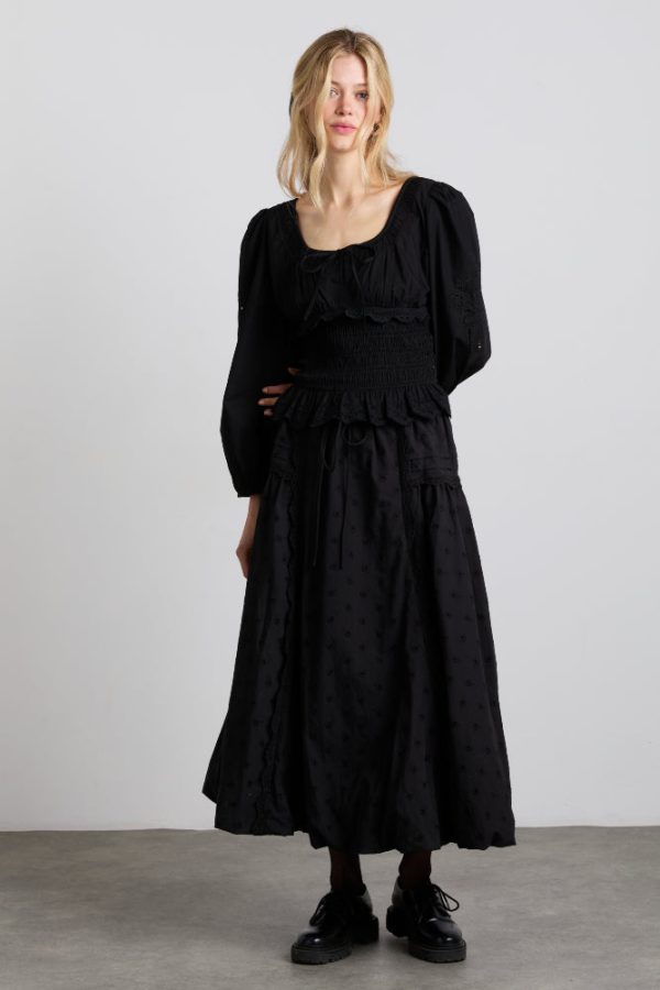agatha embroidered midi skirt - black - Image 3
