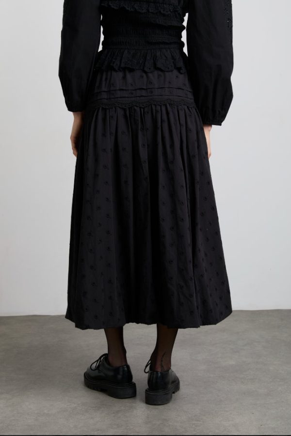 agatha embroidered midi skirt - black - Image 4