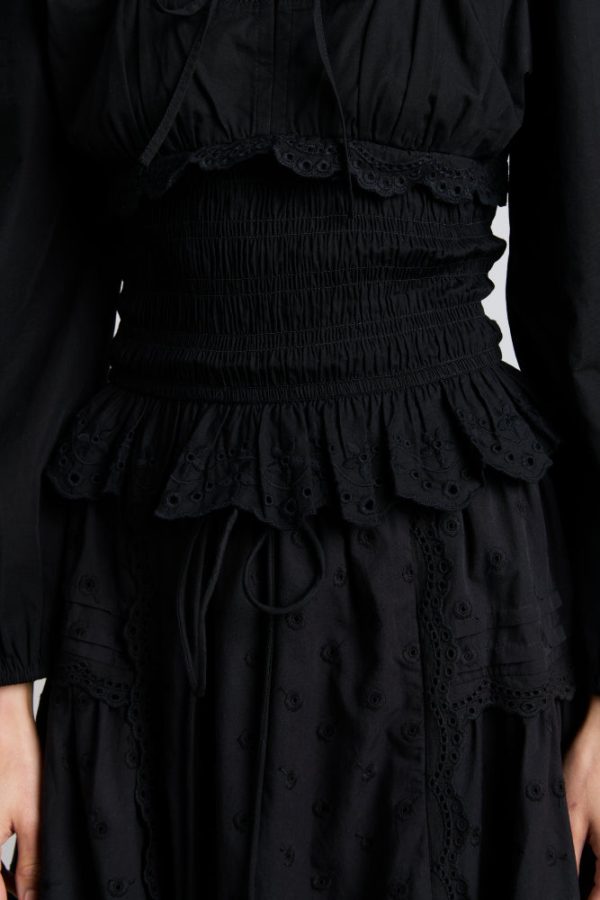 agatha embroidered midi skirt - black - Image 5