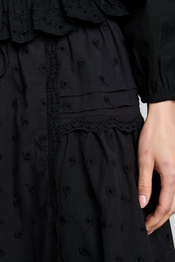 agatha embroidered midi skirt - black - Image 6