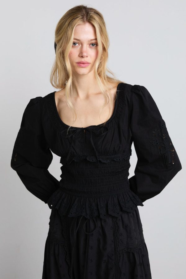 nola embroidered blouse - black - Image 2