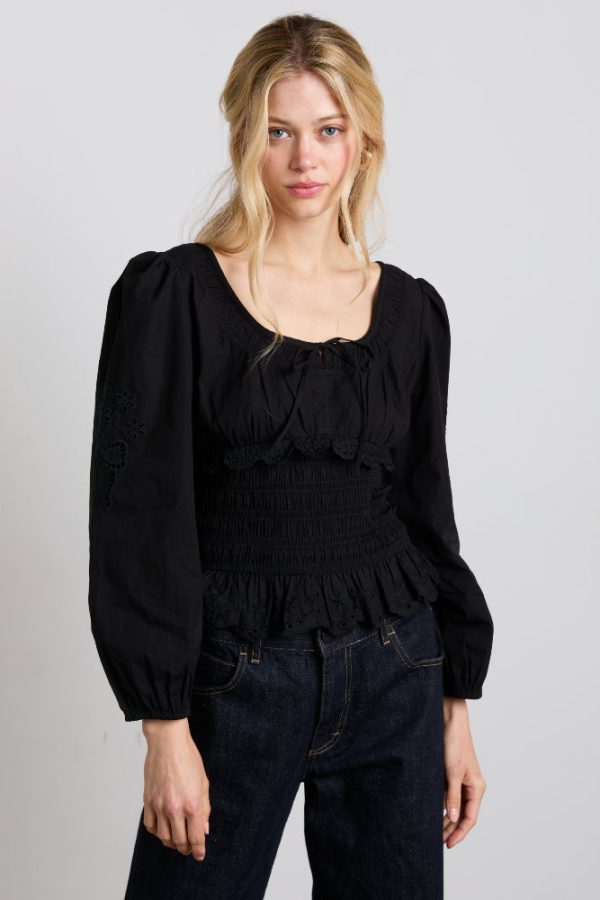nola embroidered blouse - black - Image 4