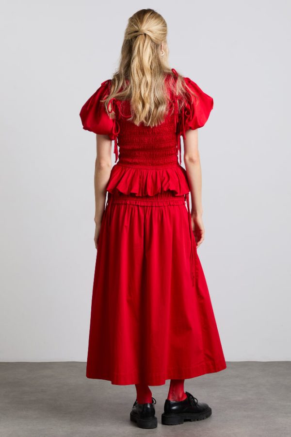 charlotte midi tie detail skirt - cherry - Image 3