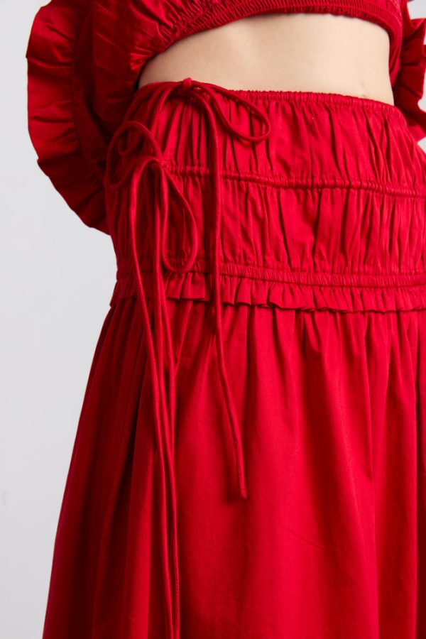 charlotte midi tie detail skirt - cherry - Image 4