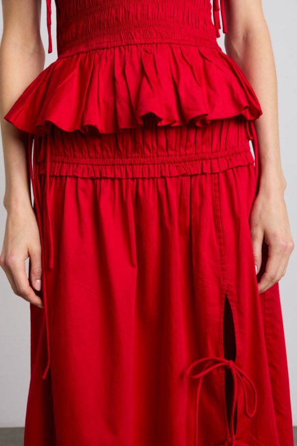 charlotte midi tie detail skirt - cherry - Image 5