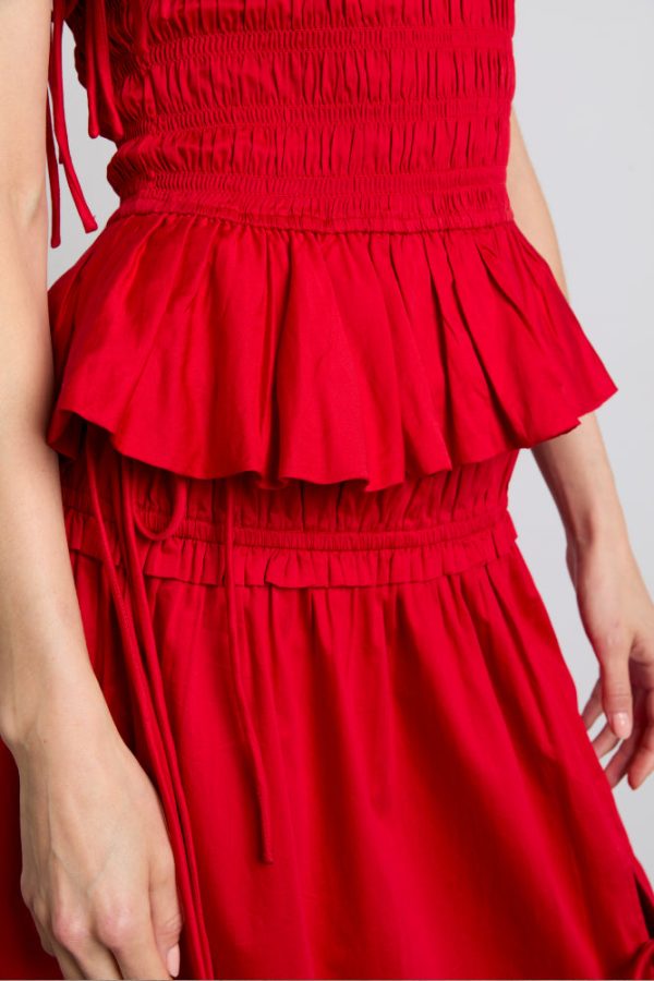 charlotte midi tie detail skirt - cherry - Image 6