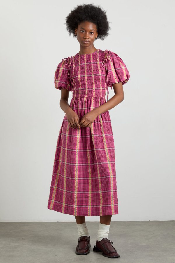 becca multi-way midi dress - pink/khaki/check