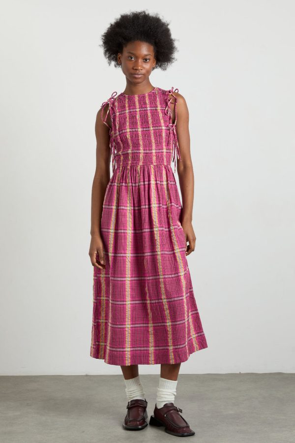 becca multi-way midi dress - pink/khaki/check - Image 2