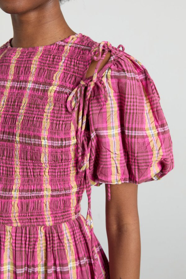 becca multi-way midi dress - pink/khaki/check - Image 3