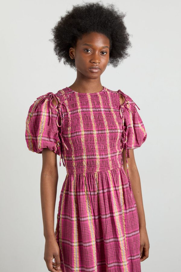 becca multi-way midi dress - pink/khaki/check - Image 4