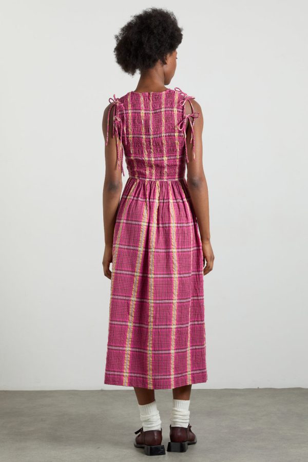 becca multi-way midi dress - pink/khaki/check - Image 5