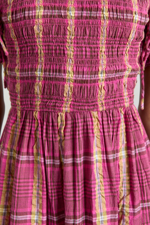 becca multi-way midi dress - pink/khaki/check - Image 7