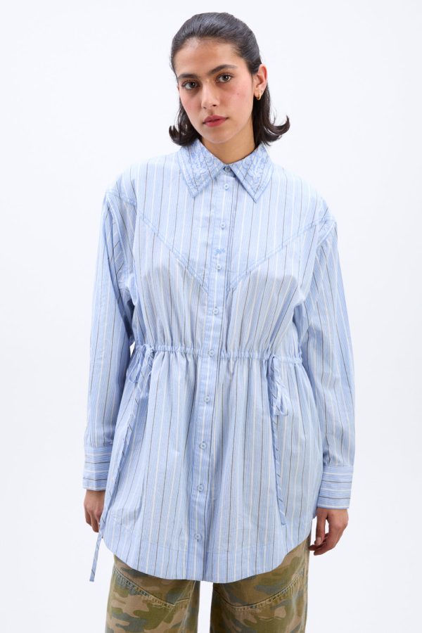 romy embroidered shirt - narrow business stripe
