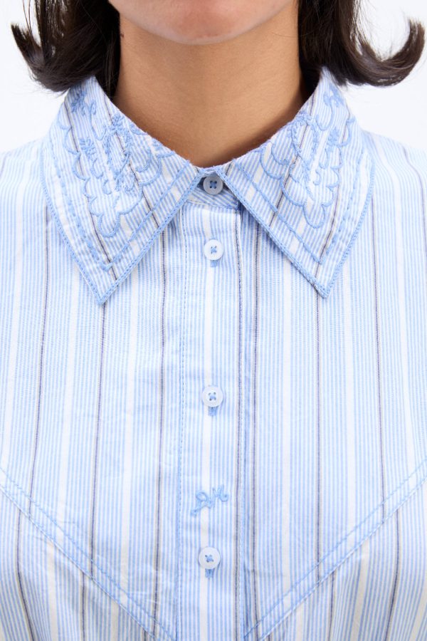 romy embroidered shirt - narrow business stripe - Image 5