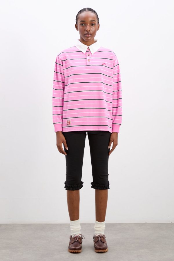 remie rugby shirt - pink stripe - Image 2