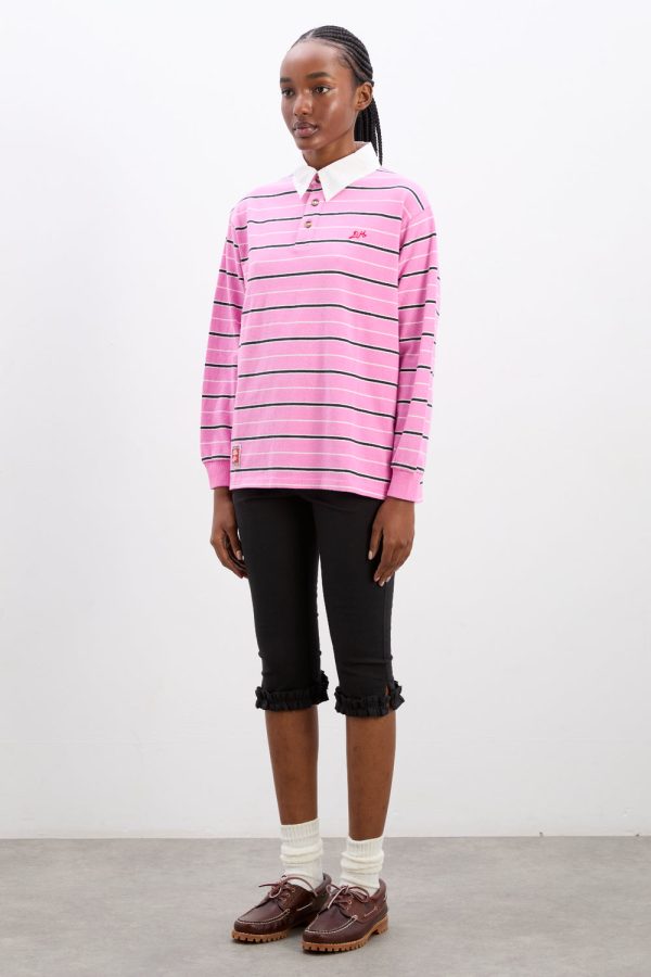 remie rugby shirt - pink stripe - Image 3
