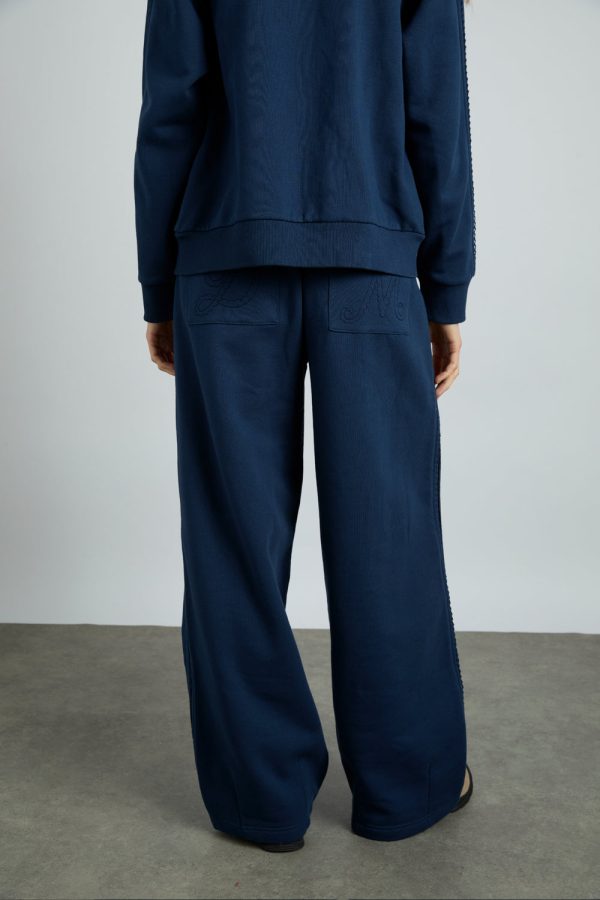 rafe jogger with crochet edge stripe - navy - Image 4