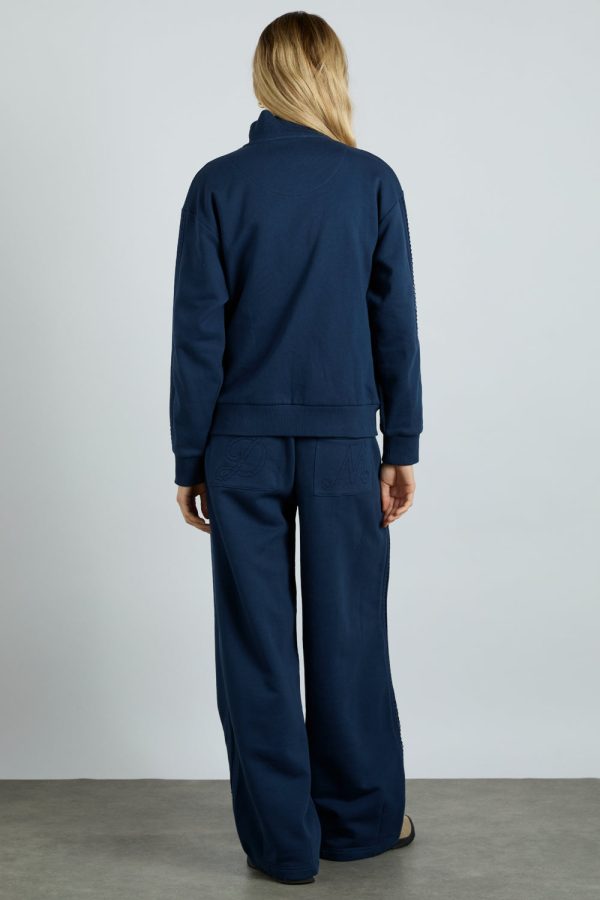 rafe jogger with crochet edge stripe - navy - Image 5