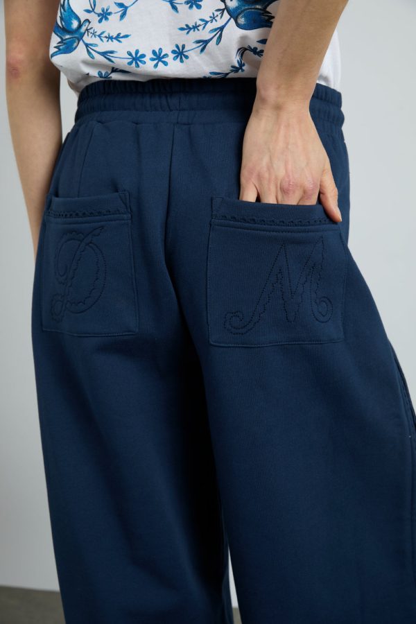 rafe jogger with crochet edge stripe - navy - Image 6