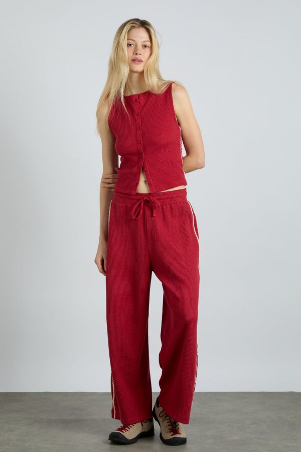 betsie waffle button tank- red - Image 2
