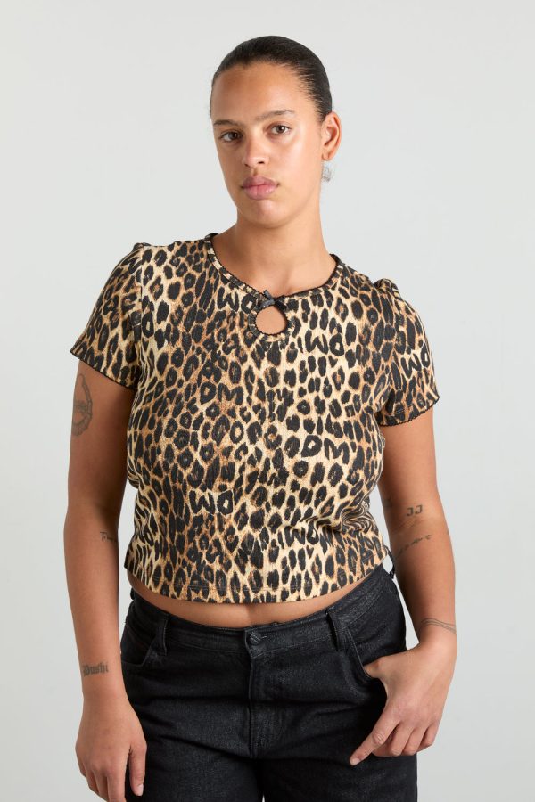 marnie short sleeve pointelle tee - leopard - Image 3