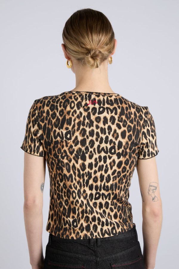 marnie short sleeve pointelle tee - leopard - Image 5