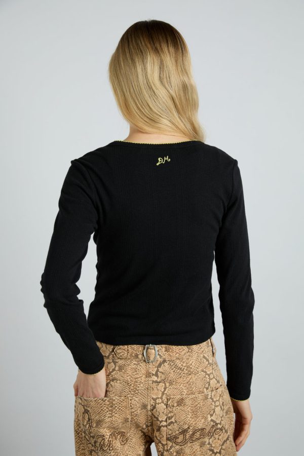 sybil pointelle cardi - black - Image 3