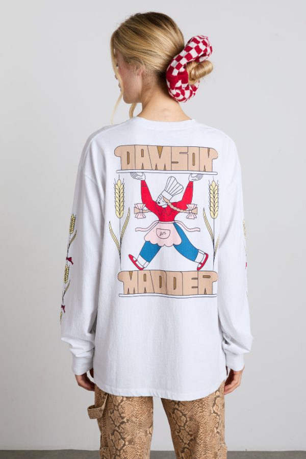 fresh bread long sleeve tee - white