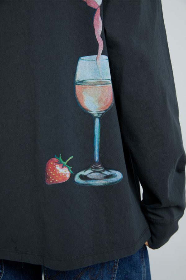 rose wine long sleeve tee- charcoal - Image 5