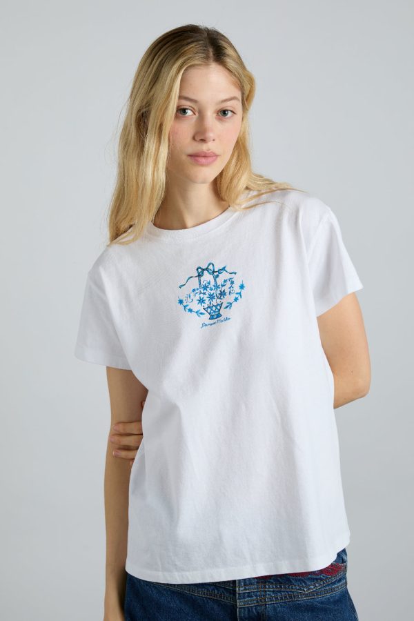 flower basket shrunken tee- white - Image 2