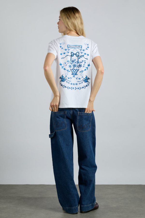 flower basket shrunken tee- white - Image 3