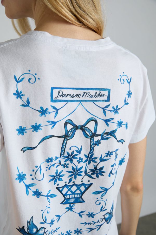 flower basket shrunken tee- white - Image 4