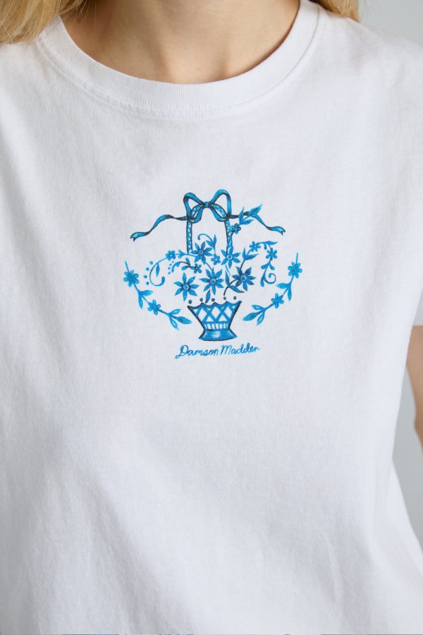 flower basket shrunken tee- white - Image 5