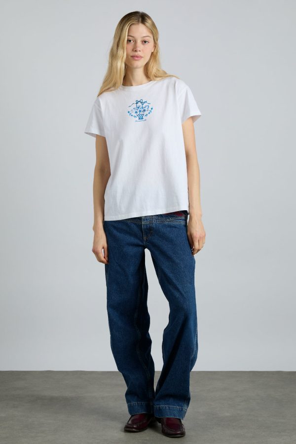 flower basket shrunken tee- white - Image 6