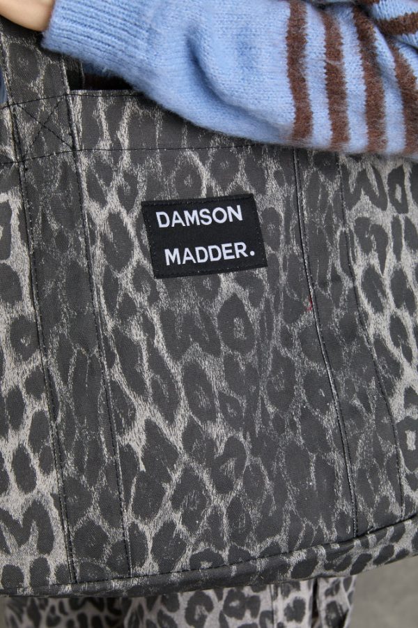 canvas tote bag in grey leopard print - Image 3