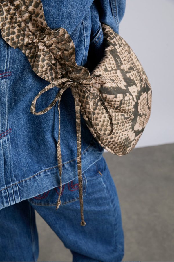 ruched kidney bag in snake print - Image 2