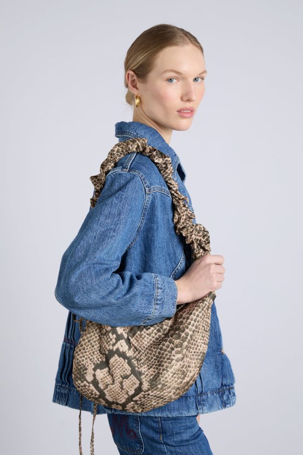 ruched kidney bag in snake print - Image 4