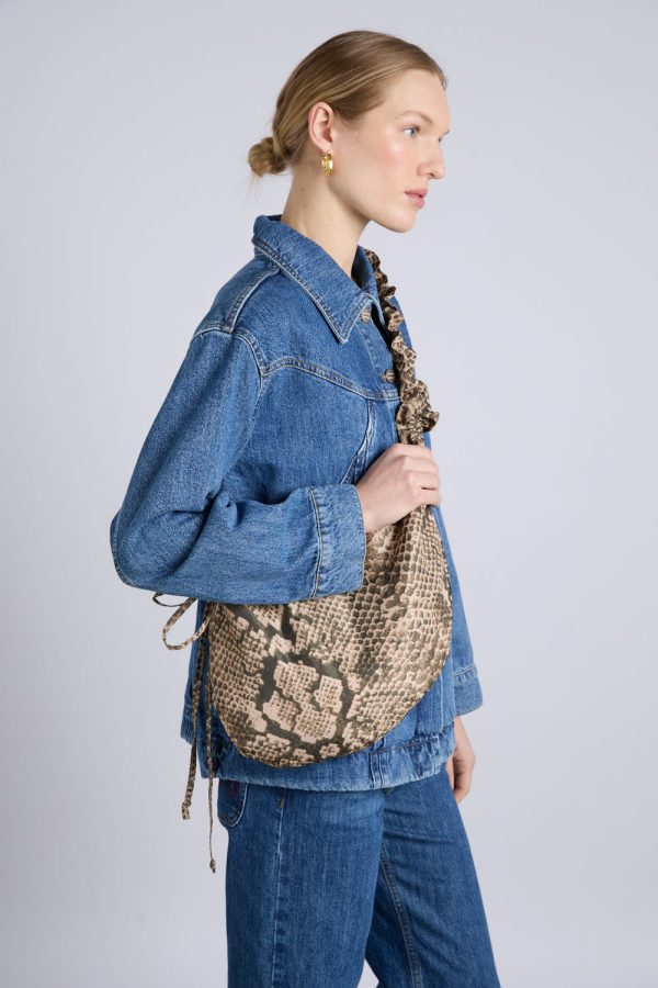 ruched kidney bag in snake print - Image 5