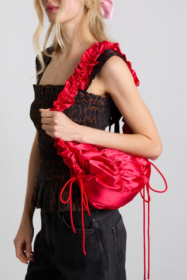 ruched satin bag - red - Image 2