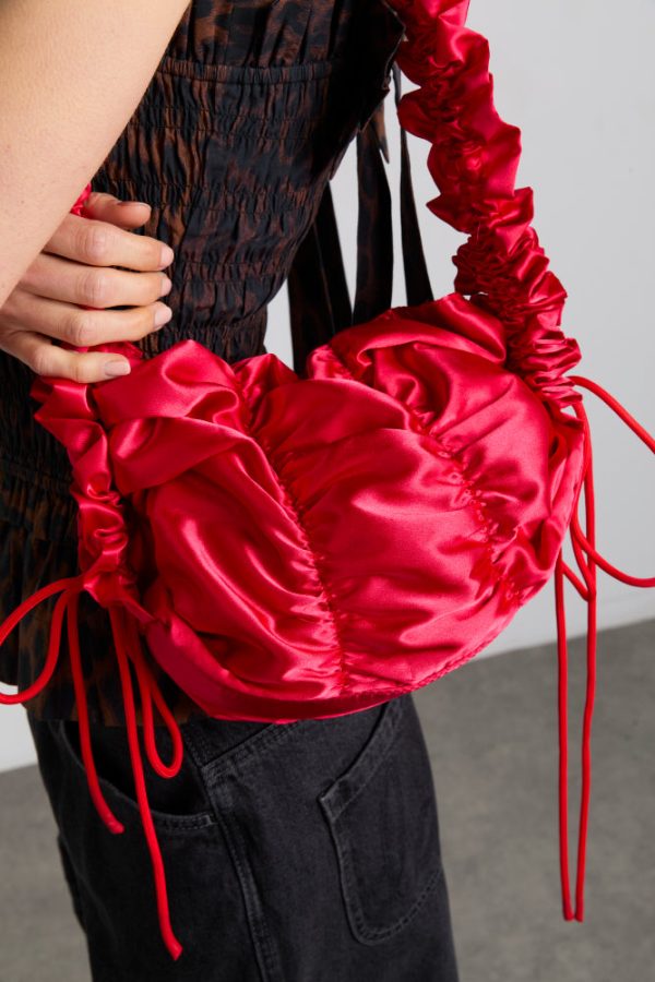 ruched satin bag - red - Image 3