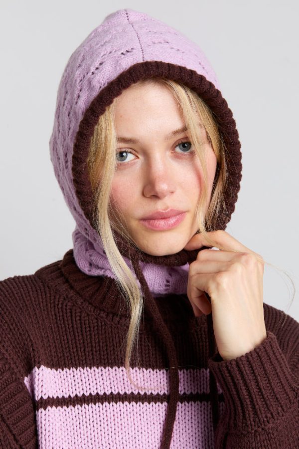 pointelle hood in pink u0026 choc