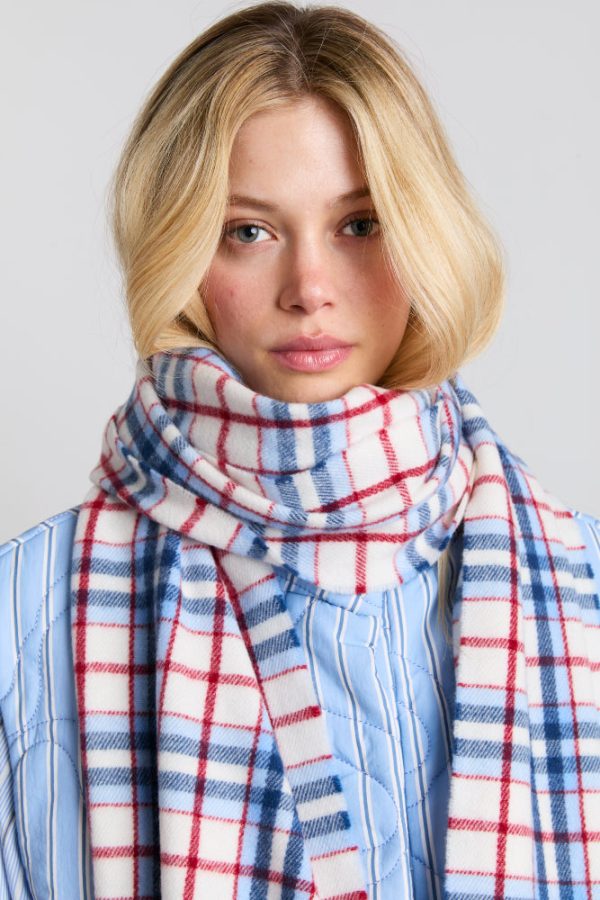 bonnie check scarf in responsible wool - Image 2