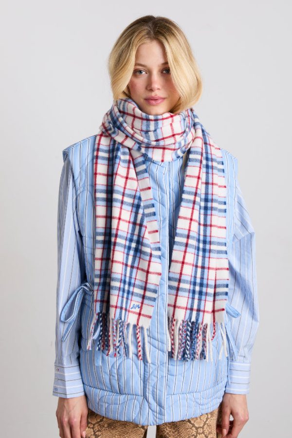bonnie check scarf in responsible wool - Image 3