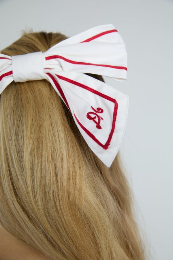 sailor bow clip - white with red piping - Image 2
