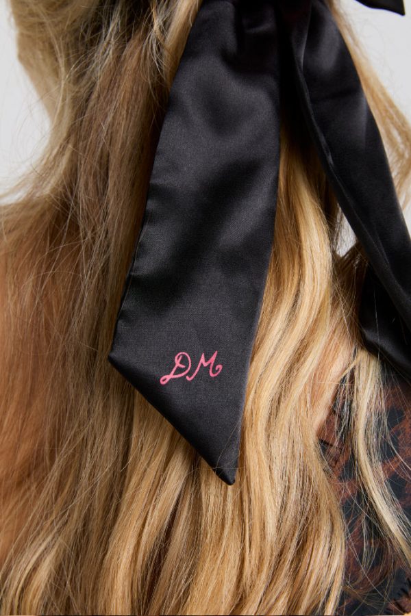 rosette bow clip - black u0026 red satin - Image 2